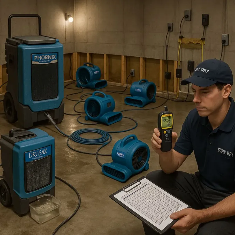 Structural Drying and Dehumidification process in McLoud, OK